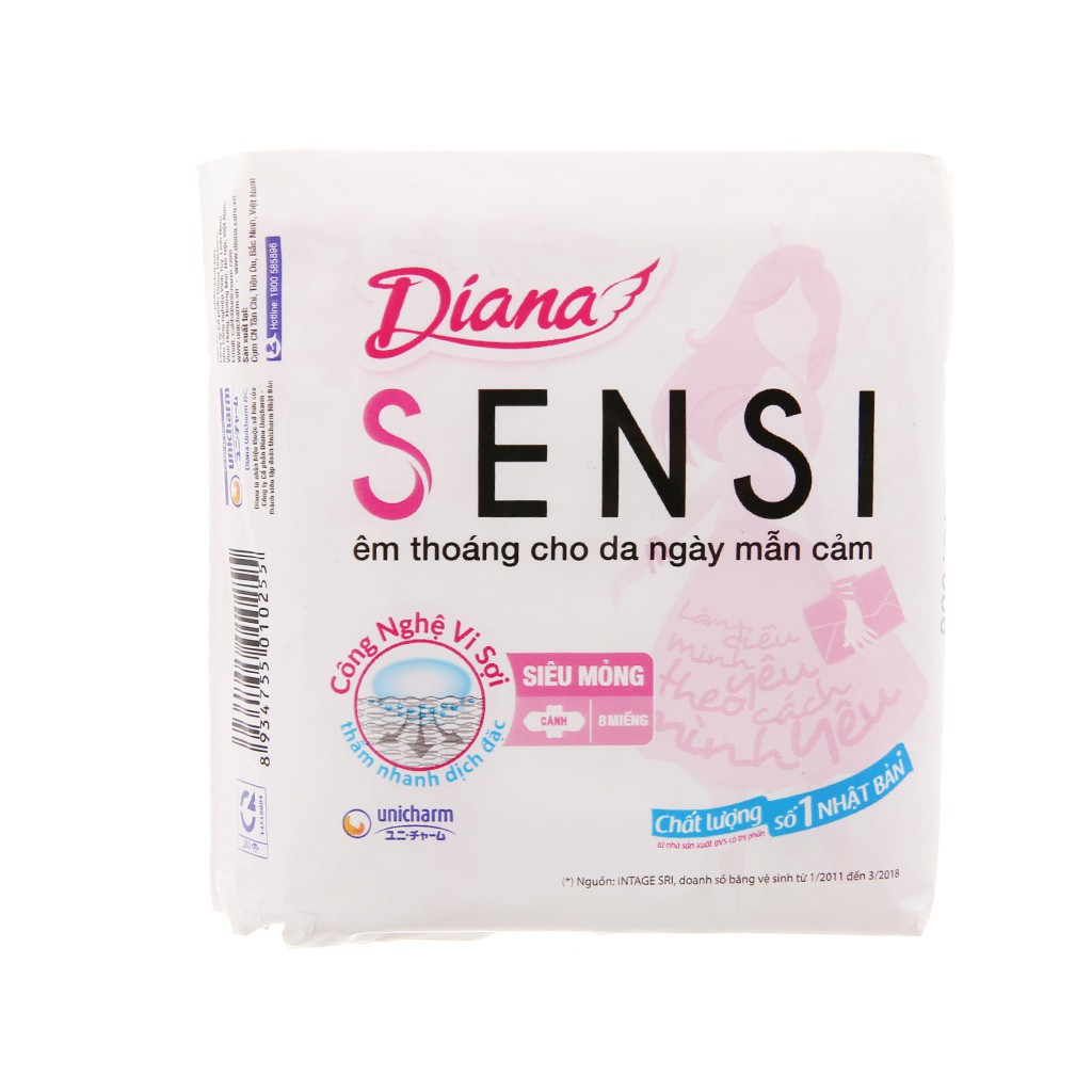 Băng Vệ Sinh Diana Sensi Siêu Mỏng Cánh (Gói 8 Miếng)