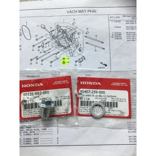 Ốc Xả Nhớt Hãng Honda 12mm và lông đền nhôm