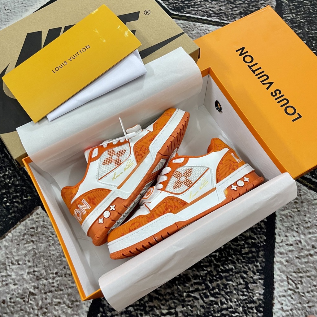Giày thể thao/sneaker nam cổ thấp logo Louis Vuitton LV cao cấp đủ màu trắng phối đồ thời trang full box hộp bv
