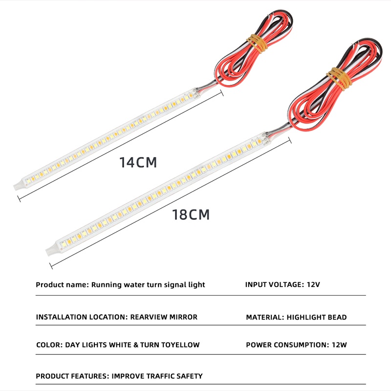 Bộ 2 Dải Đèn LED DRL Gắn Gương Chiếu Hậu Cho Xe Hơi / Xe Máy