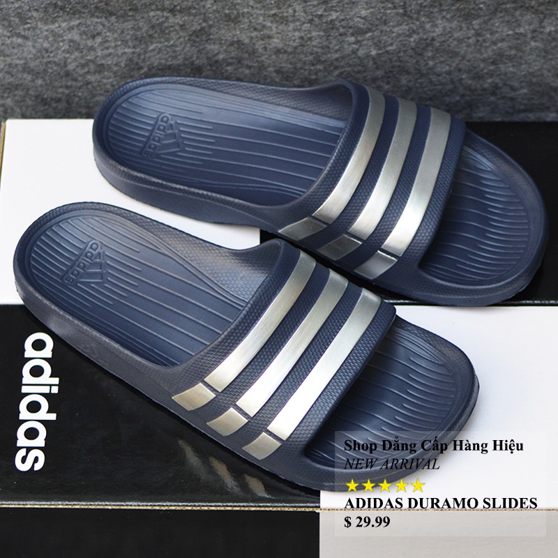 Dép Adidas Duramo chính hãng màu xanh đen sọc bạc