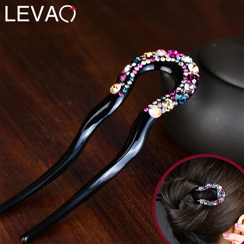 Trâm cài trang trí hình chữ U đính đá phong cách cổ điển LEVAO cho nữ