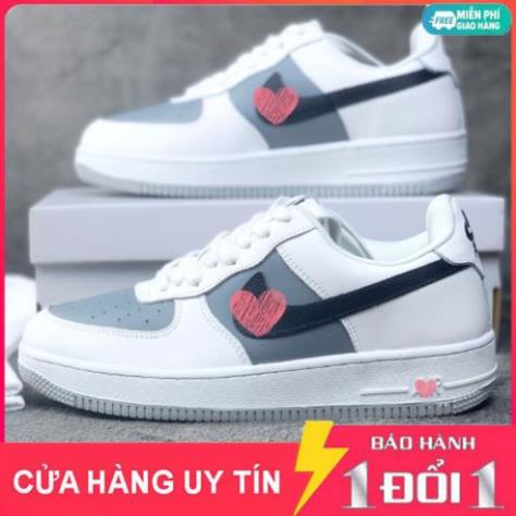 Giày AF1 Trắng Xám Hàng Quảng Châu Cao Cấp, Giày Air Force 1 Trắng Xám Da Lộn, Full phụ kiện hàng cao cấp