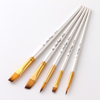 Bộ 5 cọ đầu sợi nylon dùng vẽ tranh sơn dầu chất lượng cao tiện dụng
