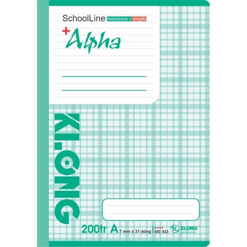 Vở kẻ ngang Alpha - 200 trang Khổ B5 KLONG MS: 833