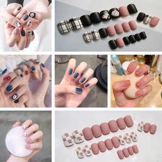 (Hàng Mới Về) Set 24 Móng Tay Giả Kiểu Pháp Đáng Yêu sticker cute