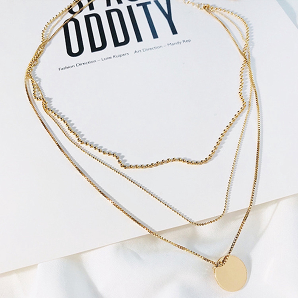 【COD】Vòng cổ mặt đồng xu tròn màu vàng thời trang cho nữ