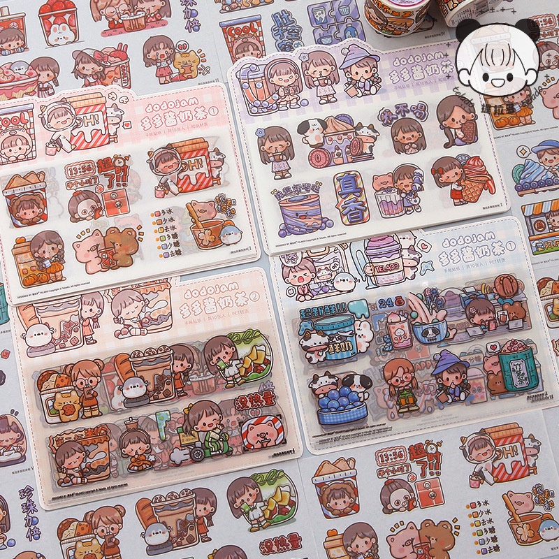 Set 10 tấm hình dán họa tiết DoDoJam xinh xắn trang trí sổ tay, Bộ 10 tờ hình dán Telado siêu cute không thấm nước