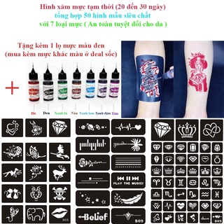 Hình xăm tạm thời 20 ngày tặng 1 lọ mực màu đen