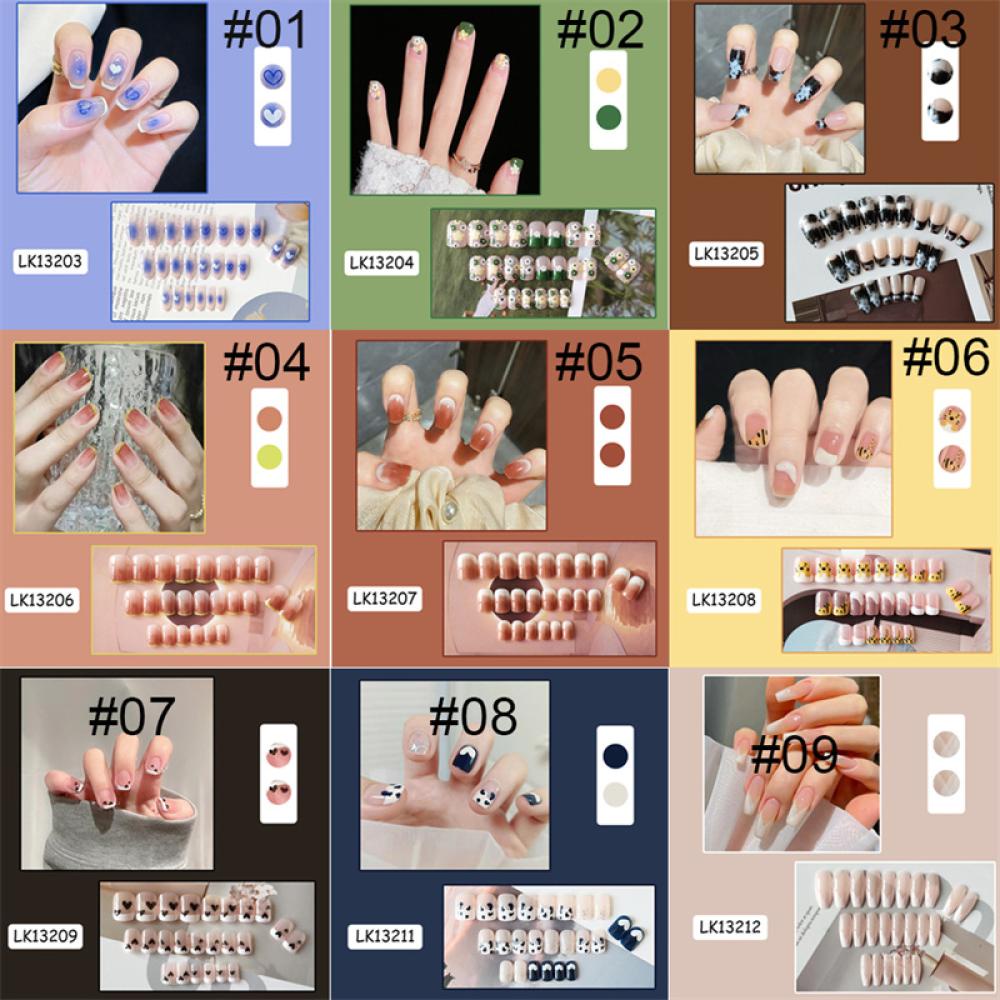 Set 24 Móng Tay Giả Nhiều Màu Dễ Thương F4Y5