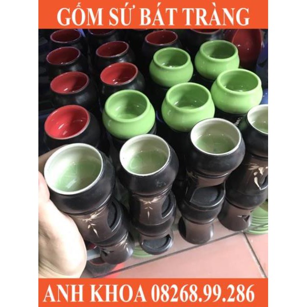 Đèn nến trụ 1 trụ 1 bát - Gốm sứ Bát Tràng Anh Khoa