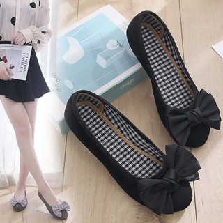 Baby doll shoes with lovely bow tie for women