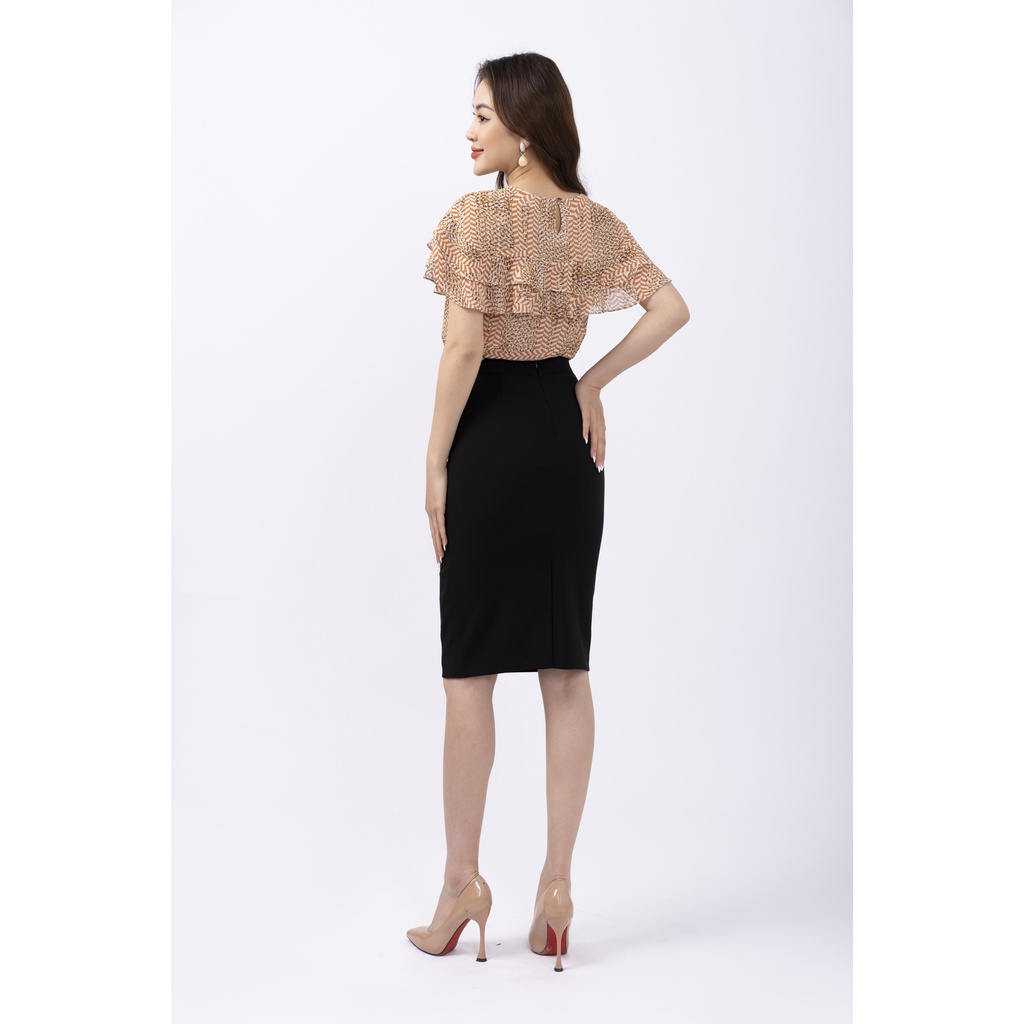 Áo sơ mi nữ FIONA dáng suông sơ mi nữ công sở thiết kế cao cấp cổ tròn ngực và tay xếp 2 tầng bèo trẻ trung F552168