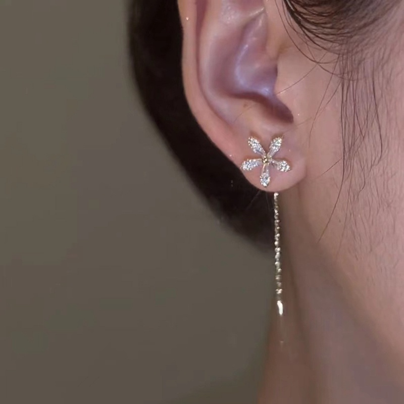 Bông Tai DạNg DàI HìNh Hoa ĐíNh Đá Sang TrọNg