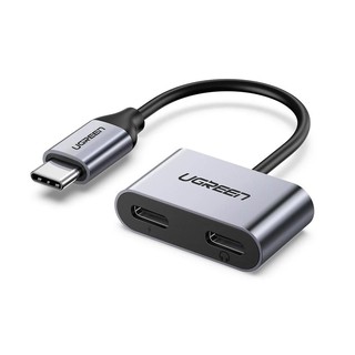 Ugreen 60165 2 trong 1 màu đen bộ chuyển usb type c ra 3.5mm và cổng sạc type c hỗ trợ pd cm232