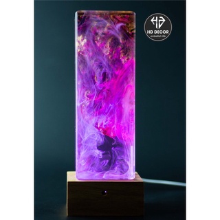 Đèn ngủ cao cấp, đèn để bàn hiệu ứng mây khói tự nhiên, Đèn ngủ Epoxy resin với hiệu ứng độc đáo và đẹp mắt