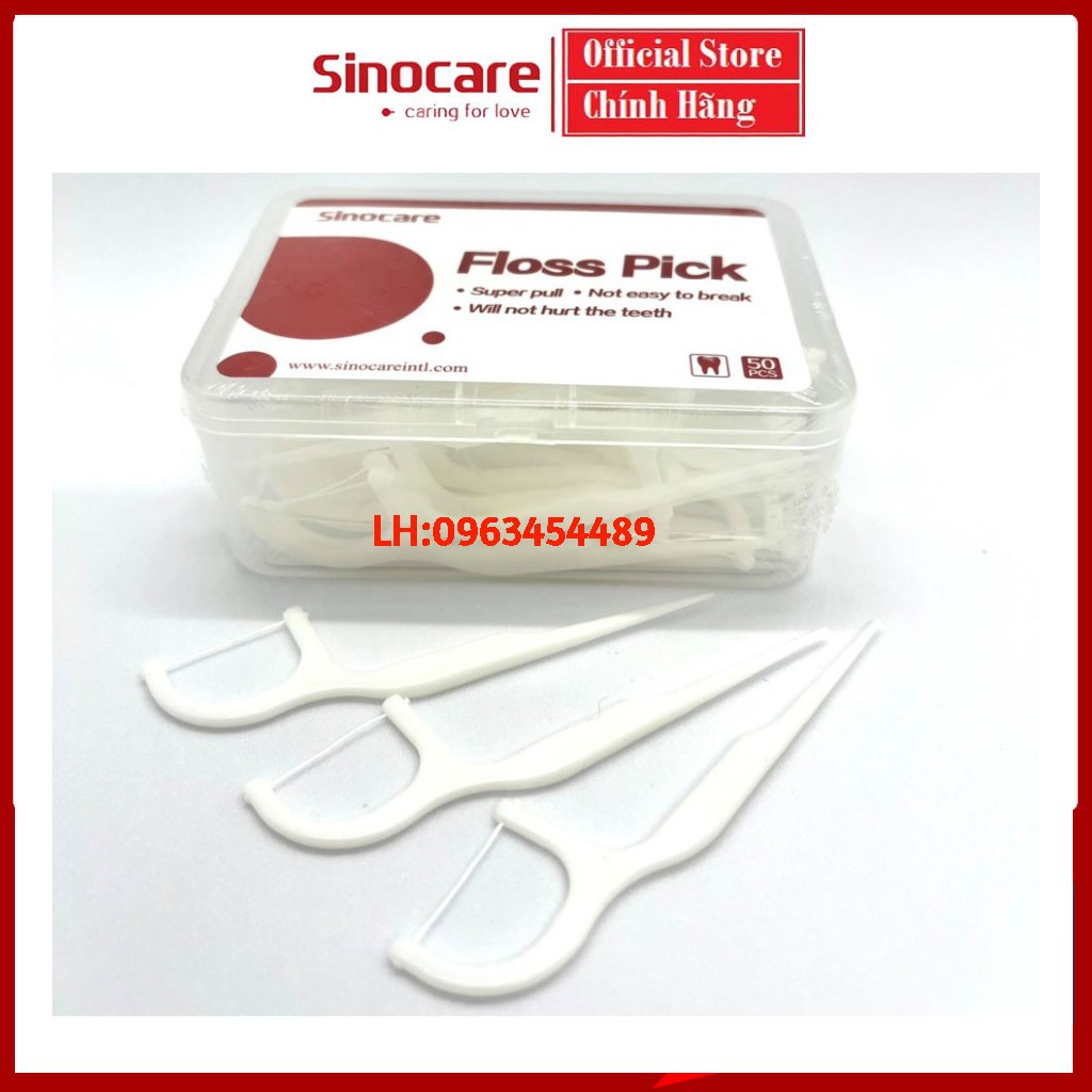 Hộp Tăm Chỉ Kẽ Răng Sinocare Floss Pick (Hộp 50 Cây)