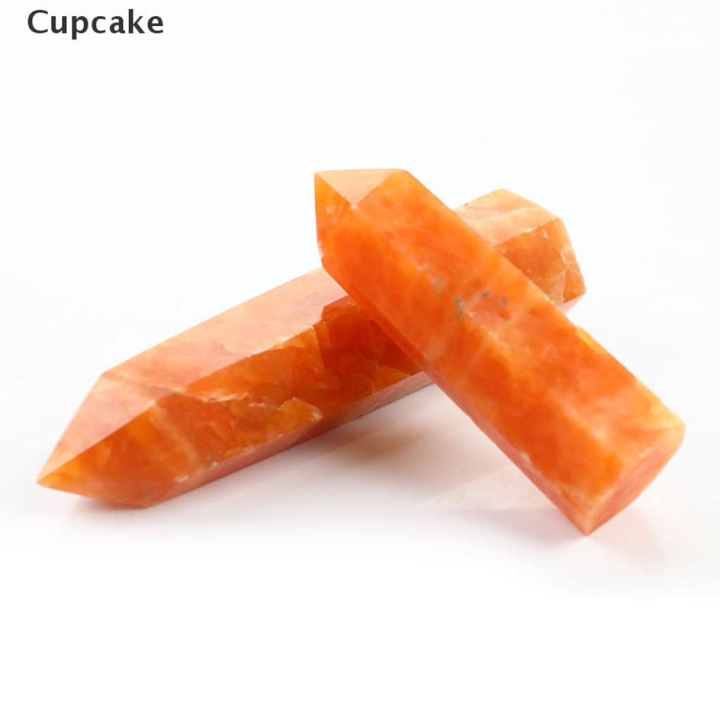 Cupcake 1pc Natural Sunstone Healing Energy Stone Quartz Tower Orange Ornament Reiki VN