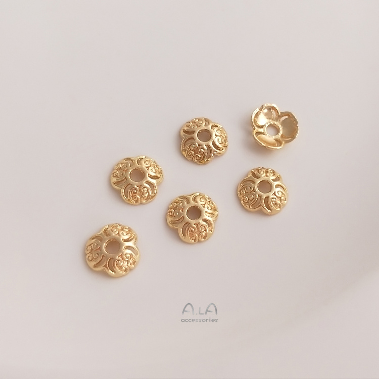 Set 10 Hạt Rỗng Nhỏ Hoa Cúc / Ngôi Sao / Hoa Cúc Rỗng 14k