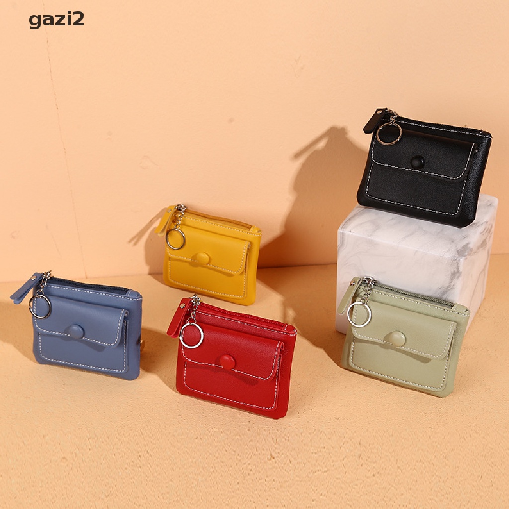 Ví da PU ngắn màu trơn tùy chọn có khoá kéo cho nữ