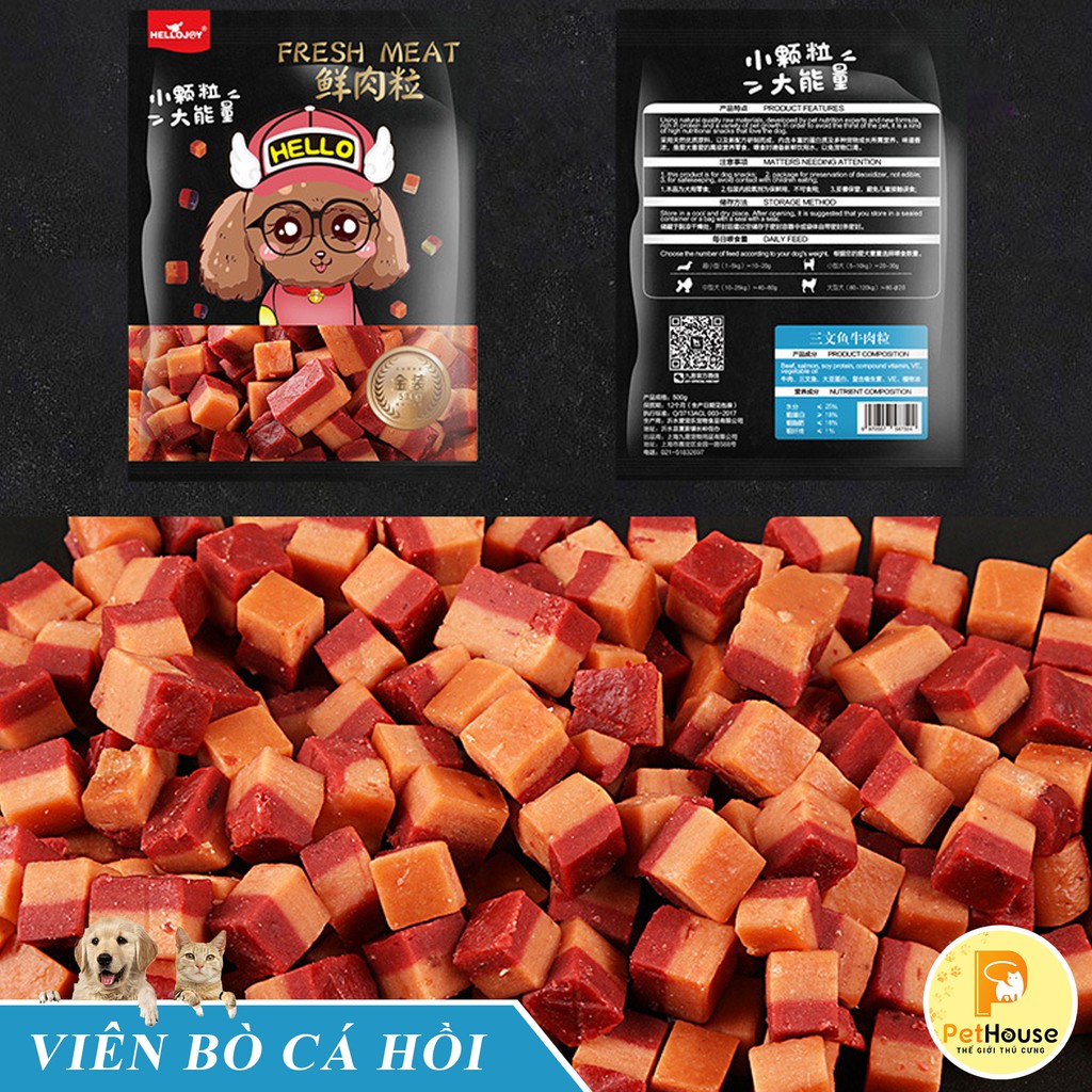 Viên thịt bò cho chó Hello Joy (4 hương vị) Bánh thưởng cho chó mèo thú cưng