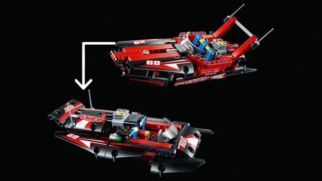 lắp ráp technic 13383,lepin 20098  - Tàu cano đỏ