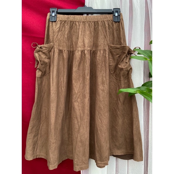 Chân Váy Vintage Da Lộn Túi Dễ Thuơng (2hand)
