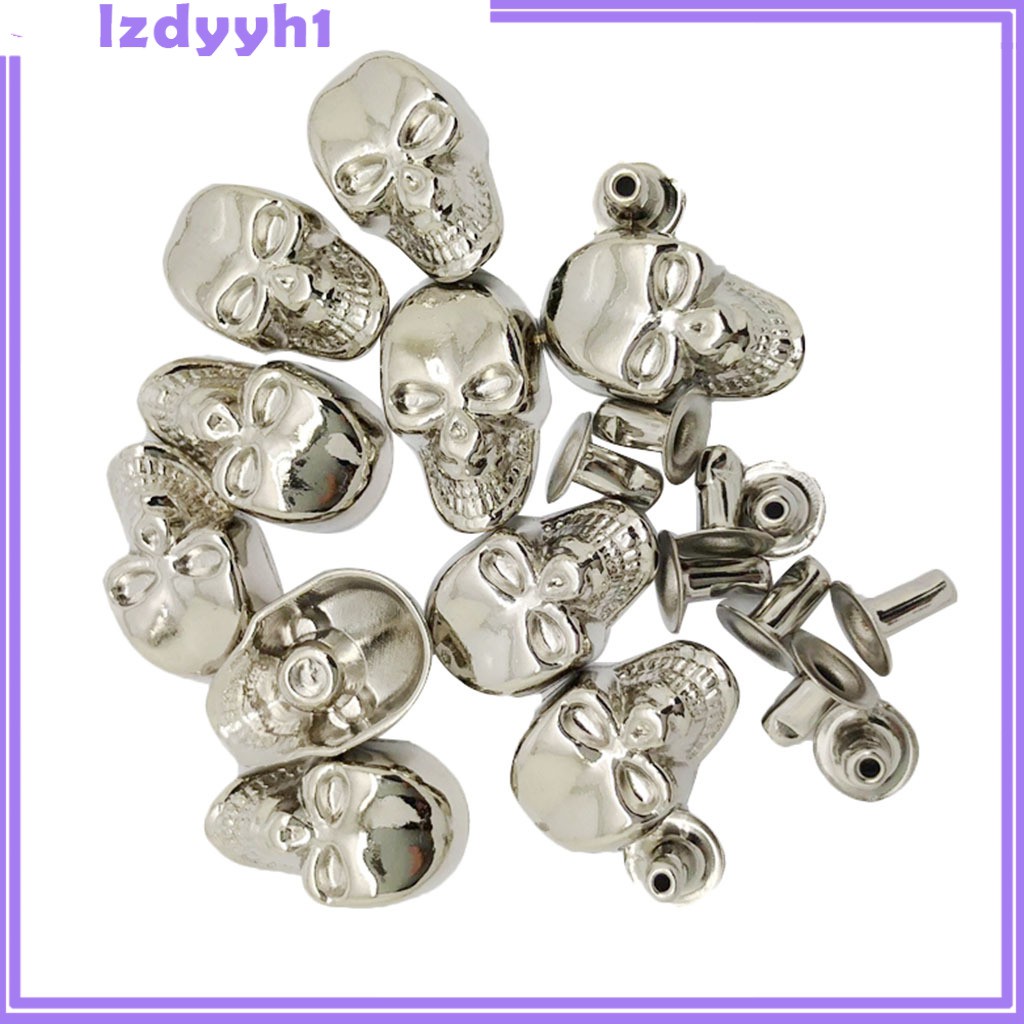 ROCK Set 10 Đinh Tán Hình Đầu Lâu Độc Đáo 9x16mm