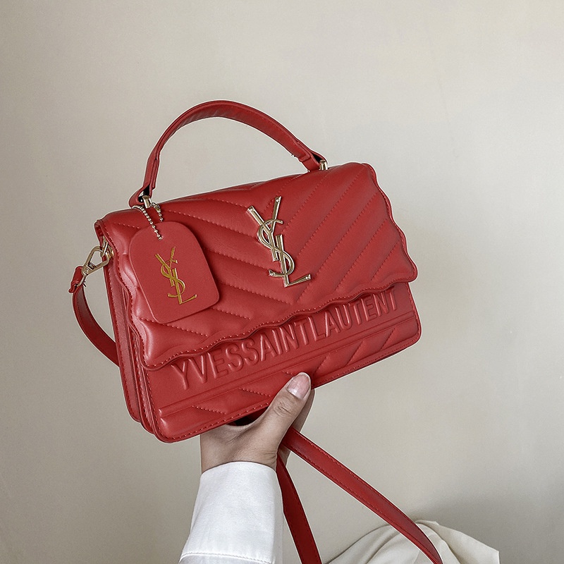 Female 2021 new Yangshulin women's bag rhombic embroidery thread handbag ins shoulder messenger bag