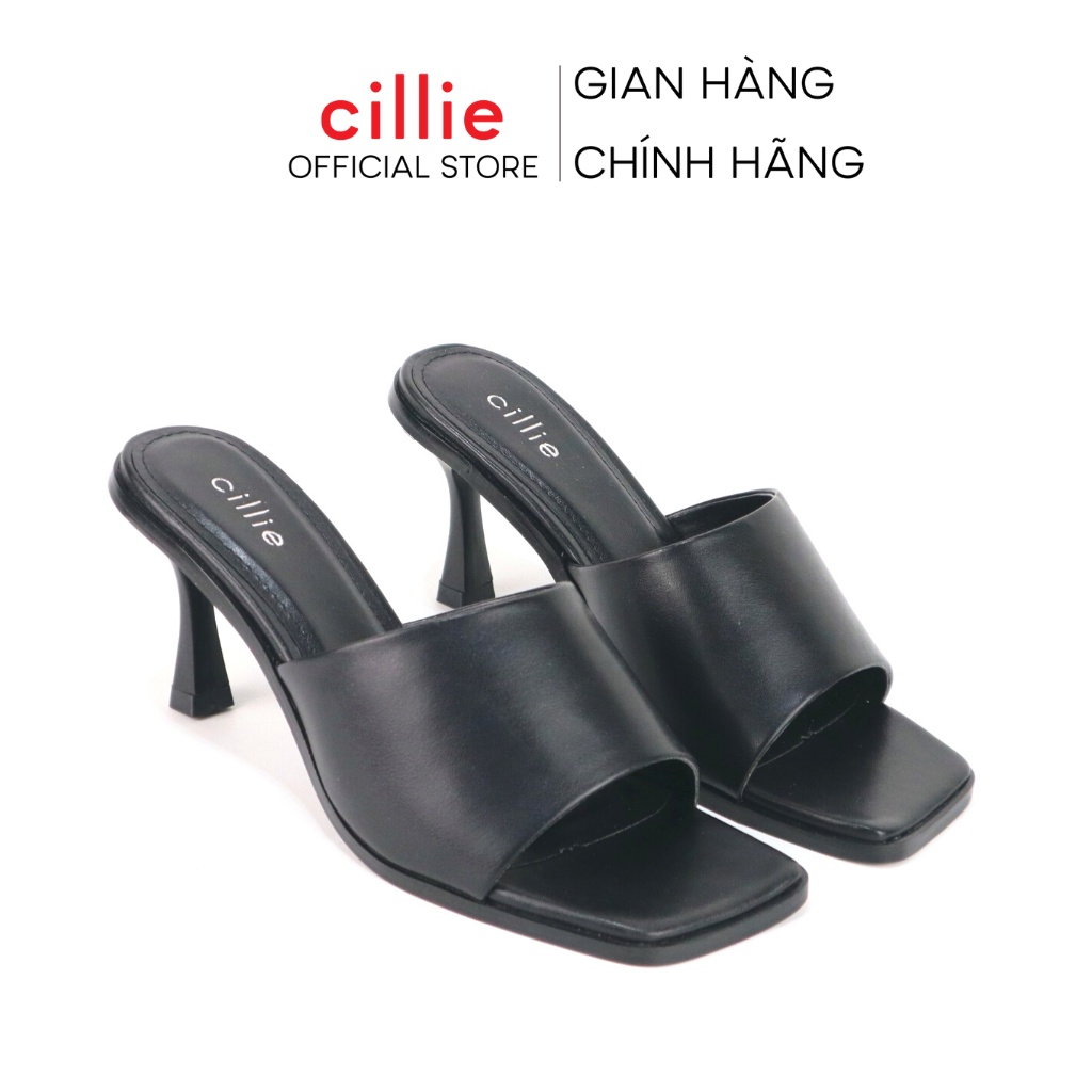 Guốc nữ quai ngang kiểu dáng basic gót vuông thanh mảnh cao 7cm tôn dáng dạo phố đi chơi Cillie 1137