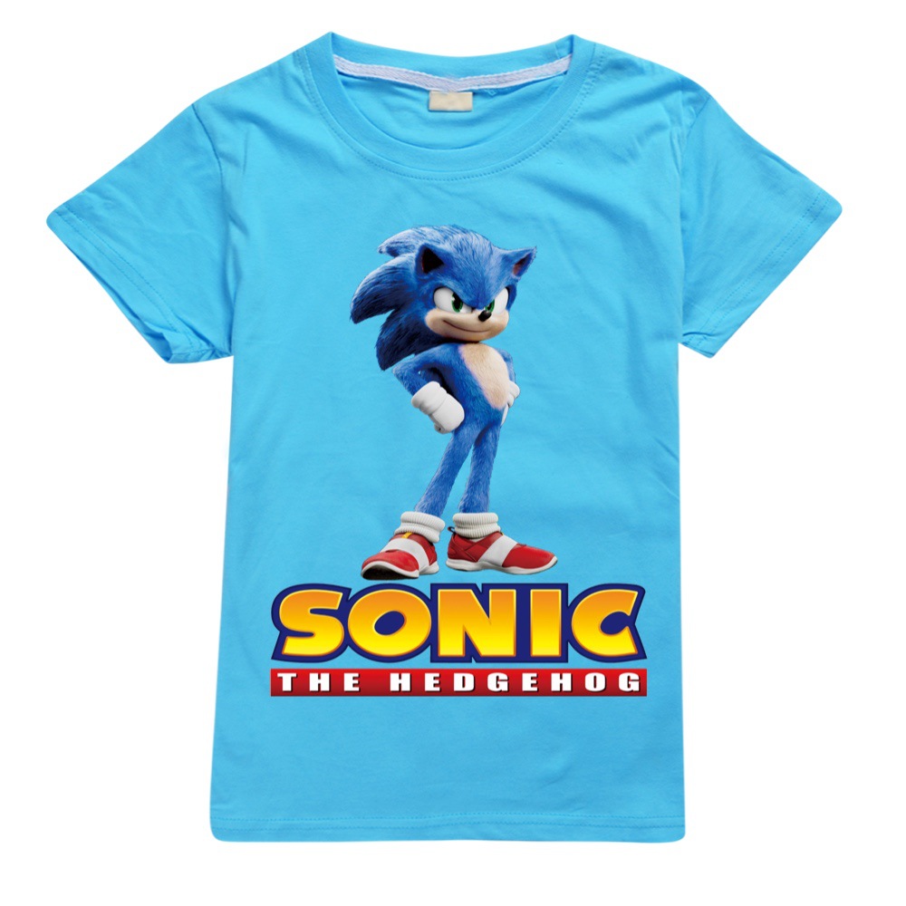 Áo Thun Tay Ngắn 100% Cotton Hình Nhân Vật Trong Phim Sonic The Hedgehog 2020 Cho Bé