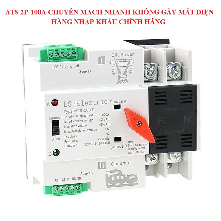 Công tắc đảo chiều từ động không gây mất điện LS-Electric 2P 100A , ats 2p 100A, cầu dao đảo chiều t