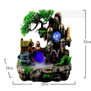 Thác nước phong thủy mini + máy phun sương