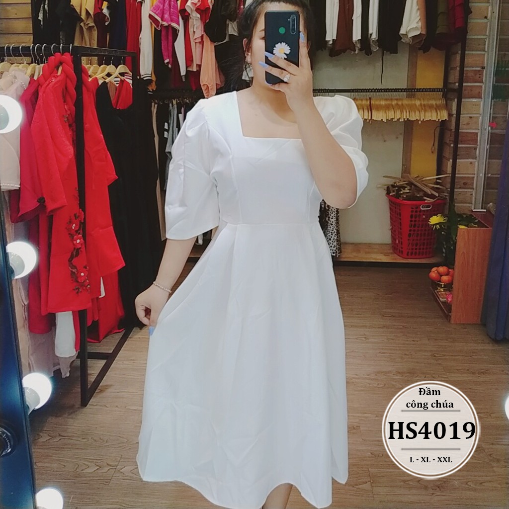 Đầm bigsize nữ dáng xòe công chúa HS4019 - Váy bigsize dự tiệc, đi chơi  - Màu Đen, Trắng, Nude - Size 65-90kg L XL XXL | BigBuy360 - bigbuy360.vn