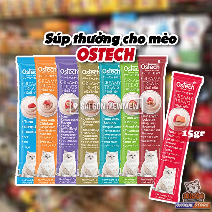 [LẺ 1 THANH]Súp thưởng cao cấp cho mèo OSTECH CREAMY TREAT | Sài Gòn MewMew