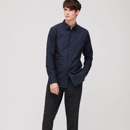 Áo sơ mi nam dài tay dáng slim fit Oxford Uni xuất xịn