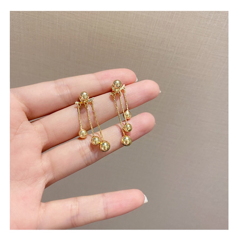 Bông Tai Mạ Bạc 925 Hình Giọt Nước Phối Tua Rua Phong Cách Hàn Quốc Mới