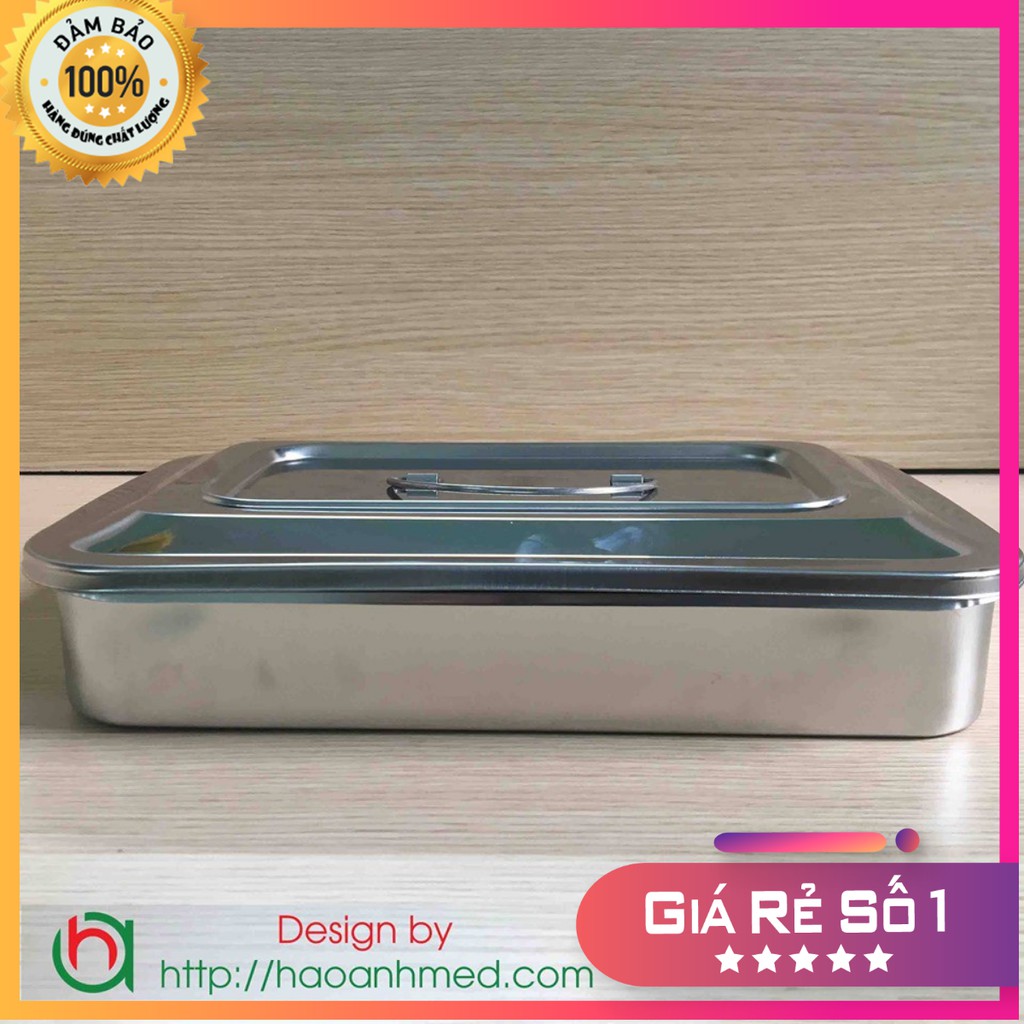 Hộp Để dụng cụ y tế Inox Chữ Nhật không lỗ, Có quai sách tiện lợi [ Chất Lượng, Giá Tốt ]