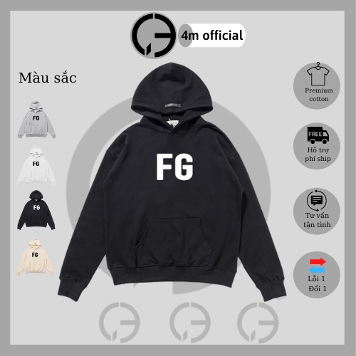 Áo HOODIE FG PRINT FEAR OF GOD nỉ bông 4M OFFICIAL, Áo hoodie nỉ bông cotton unisex