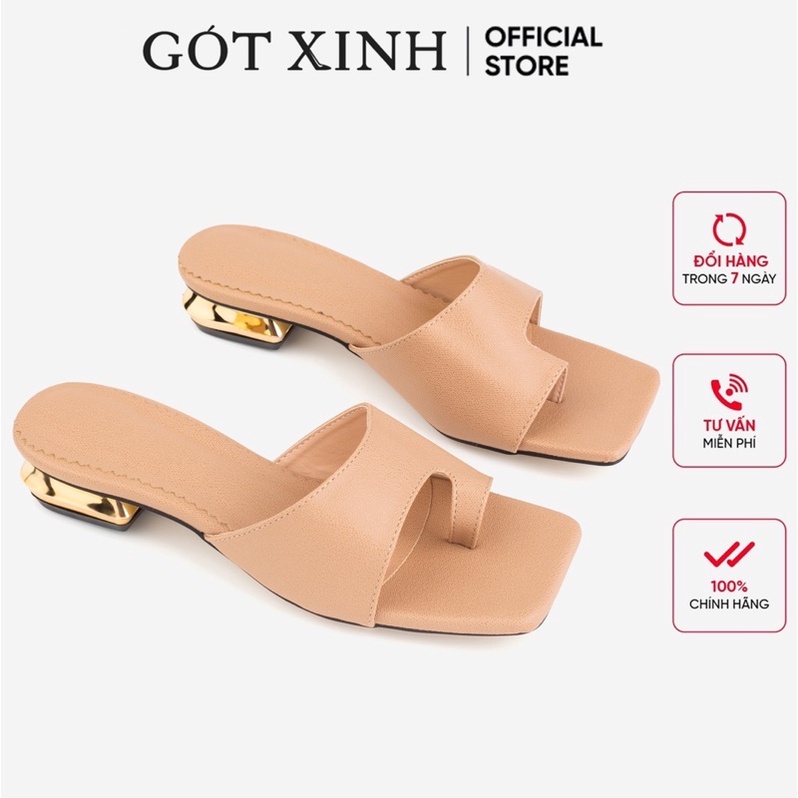 Dép cao gót xỏ ngón nữ GÓT XINH D58 da mờ đế cao 2cm