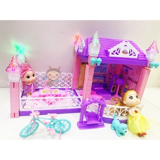 Đồ Chơi Lắp Ráp Ngôi Nhà Búp Bê - chibi có nhạc đèn búp bê rất dễ Thương cho bé gái tặng kèm pin