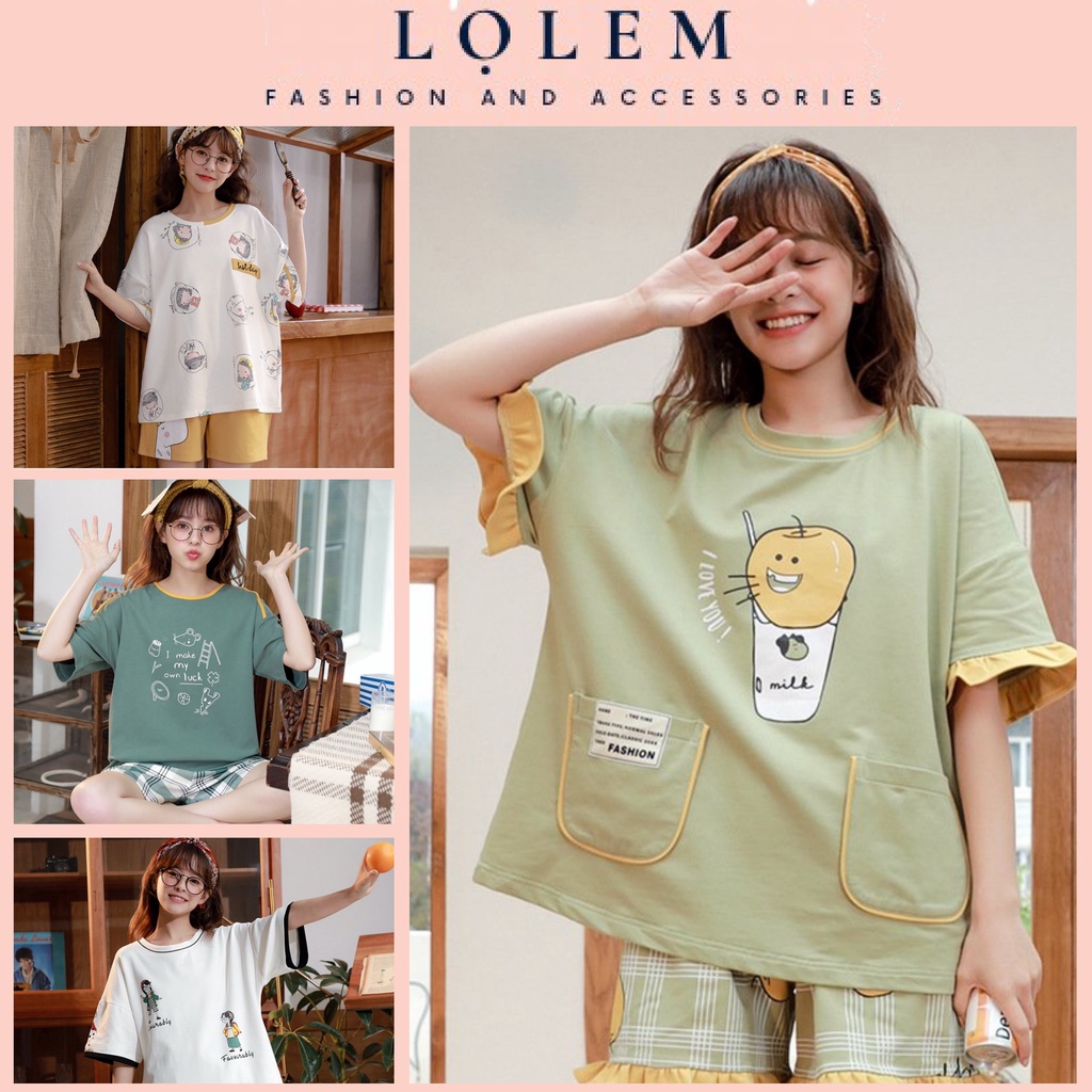 Pyjama Nữ Mặc Nhà , Đồ Ngủ Cộc Tay Chất Cotton Mềm Mát Dễ Thương Thời Trang Quảng Châu Xuân Hè 2023