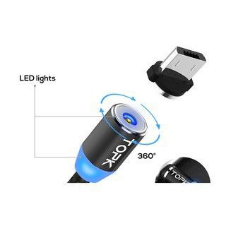 Bộ Cáp Sạc Dù Nam Châm 3 Đầu Hít Dành Cho ANDROI/IPHONE/TYPE C Xoay 360 Độ, Có Đèn Led