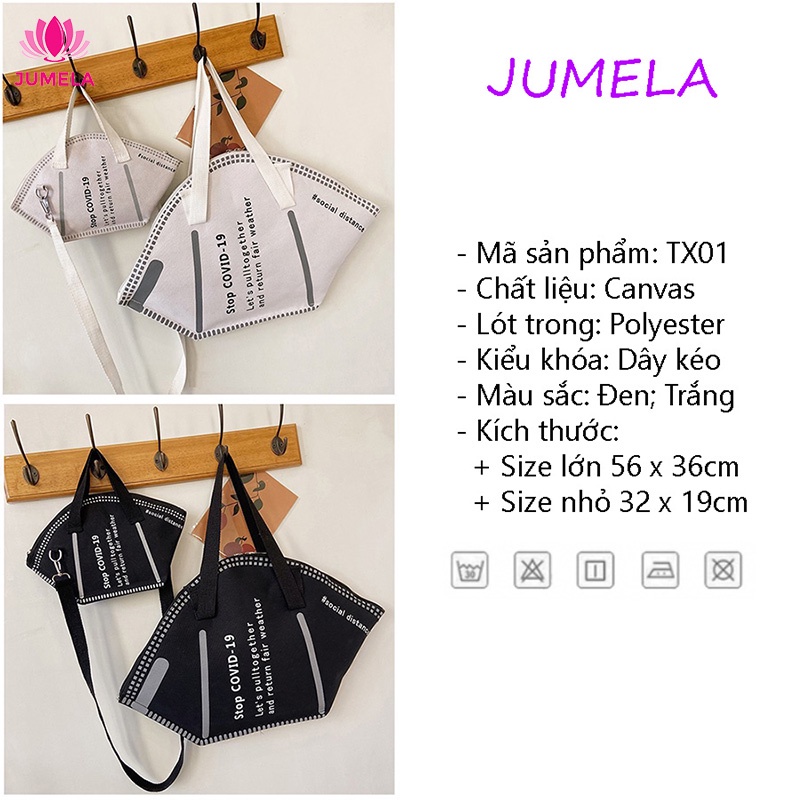 Túi xách nữ đẹp hình khẩu trang đeo chéo đeo vai kẹp nách công sở chất liệu vải canvas giá rẻ cao cấp JUMELA TX01
