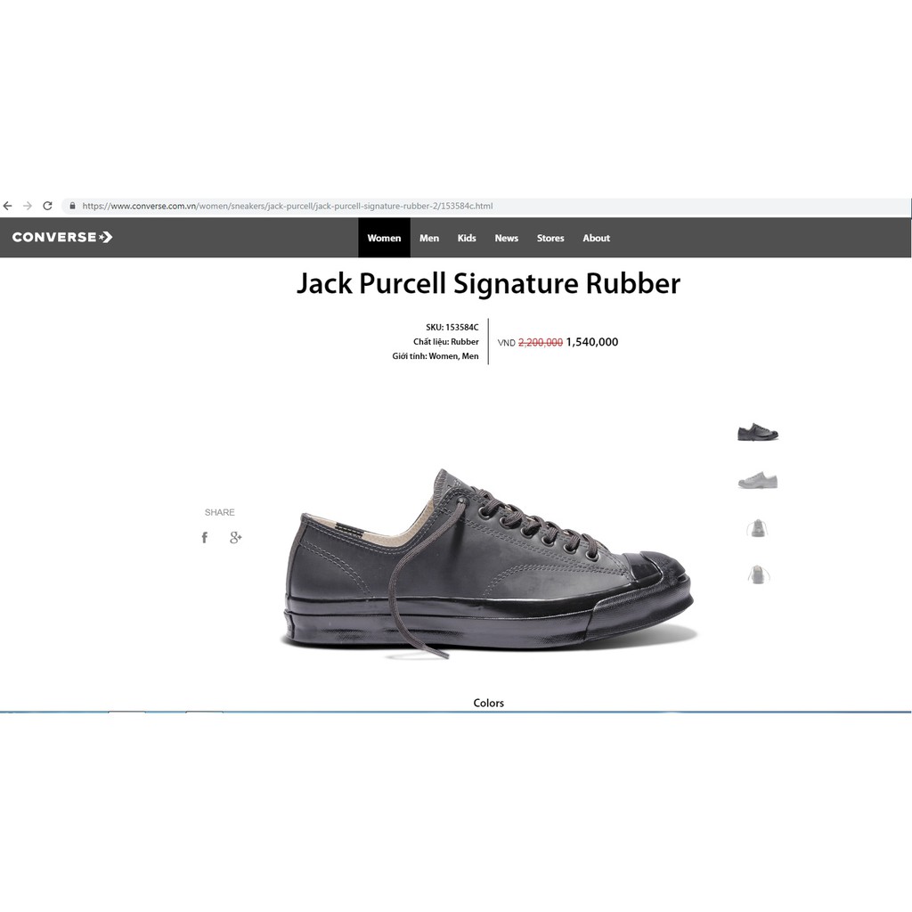 Giầy Jack Purcell Signature rubber chính hãng da 153584c mới 100% full box