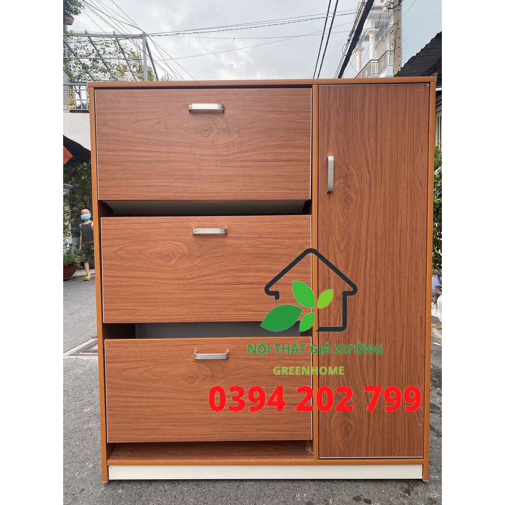 Tủ giày dép nhựa vân nâu đỏ gỗ thông minh thiết kế nhiều ngăn