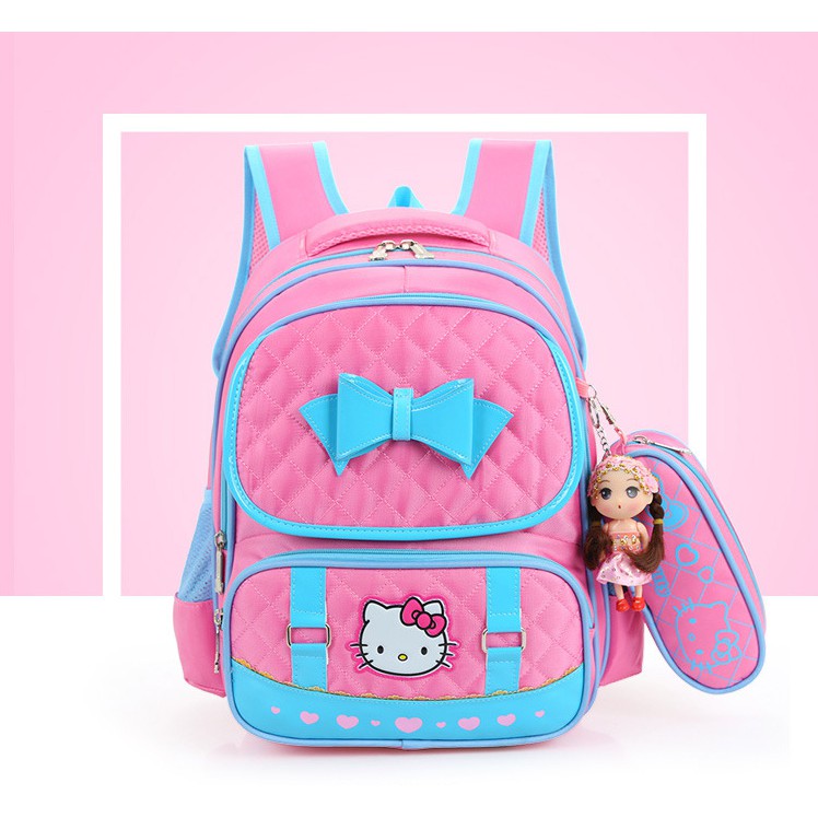 [ Balo đi học ] Balo trẻ em cao cấp Hello Kitty chính hãng chống gù lưng BB502