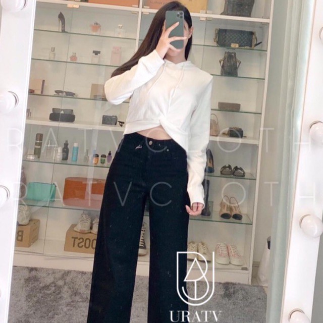 [FREESHIP - ẢNH CHÍNH CHỦ] Áo CROP HOODIE XOẮN EO F21 xuất dư