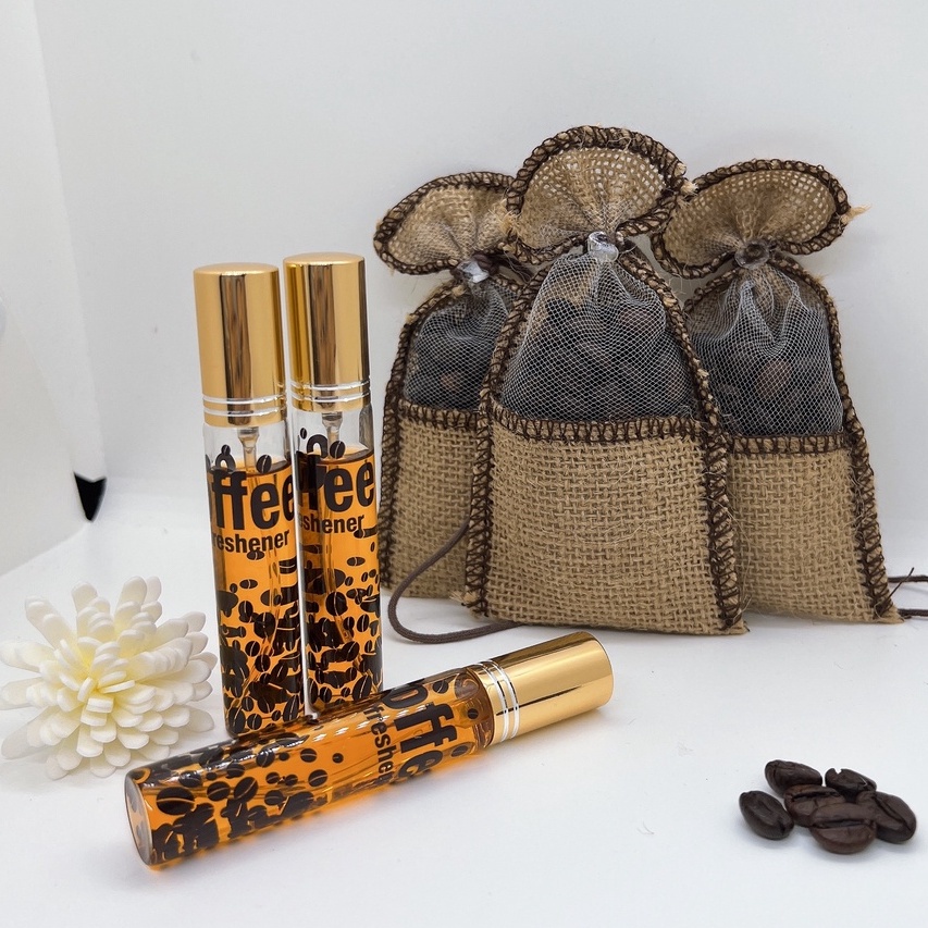 Túi Hạt Cafe Hazelnut Khử Mùi Treo Xe Ô tô, Tủ Quần Áo Tặng Kèm Tinh Dầu