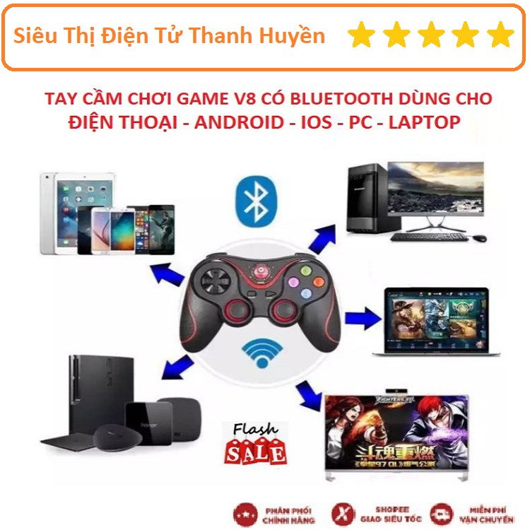 Tay Cầm Chơi Game V8 Có Bluetooth Cho Smartphone, PC, Laptop, Android, IOS, Windows 2020